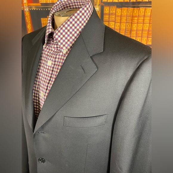 Canali three button sports coat jacket mens sz 42R black wool business casual